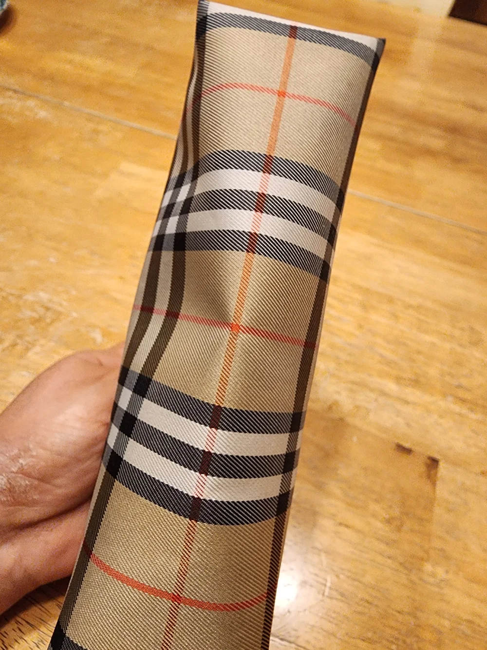 Burberry Beige Plaid Cosmetic Pouch with Black Trim